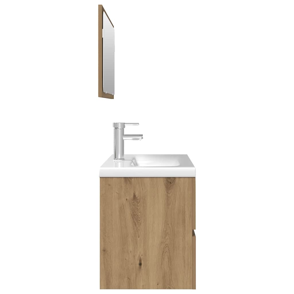 vidaXL 3 Piece Bathroom Furniture Set Artisan Oak Engineered Wood