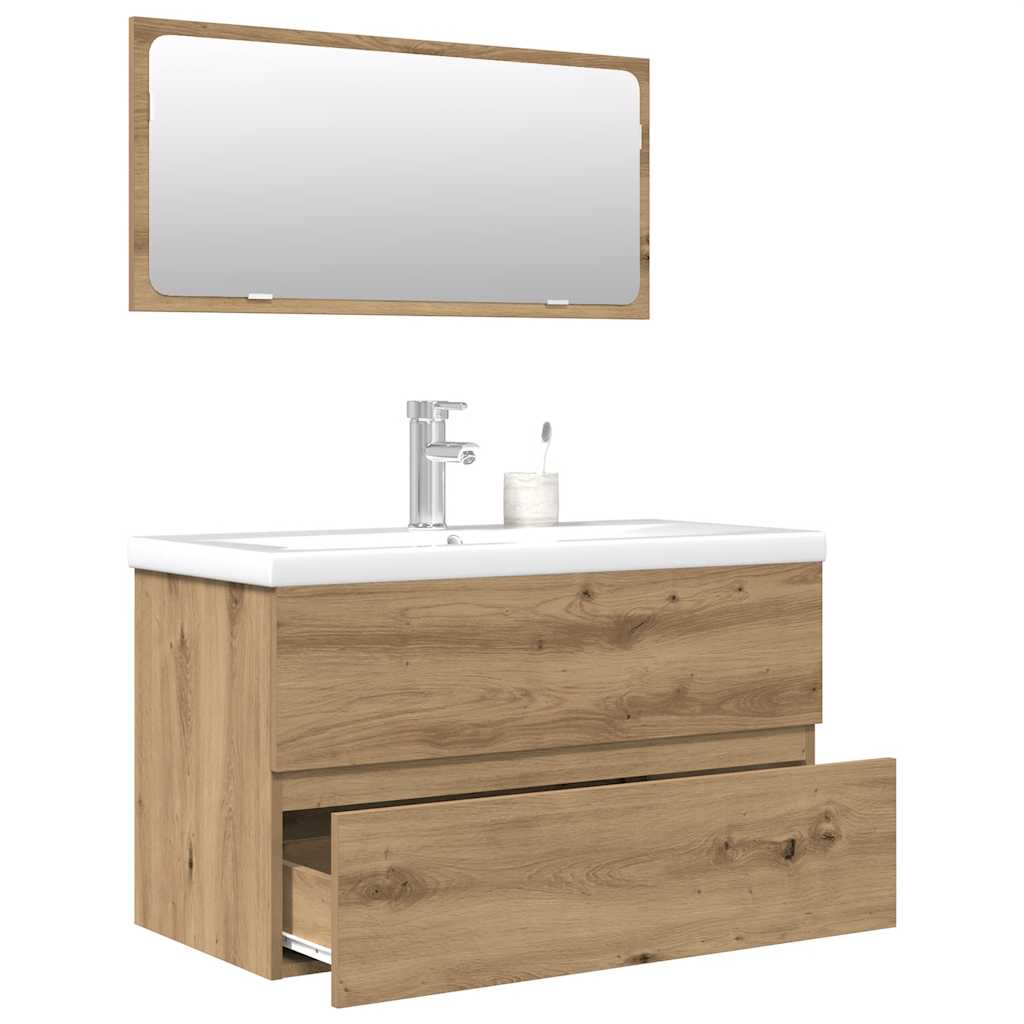 vidaXL 3 Piece Bathroom Furniture Set Artisan Oak Engineered Wood