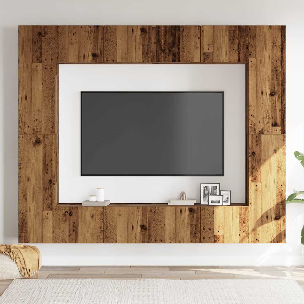 8 Piece Wall-mounted TV Cabinet Set Old Wood Engineered Wood