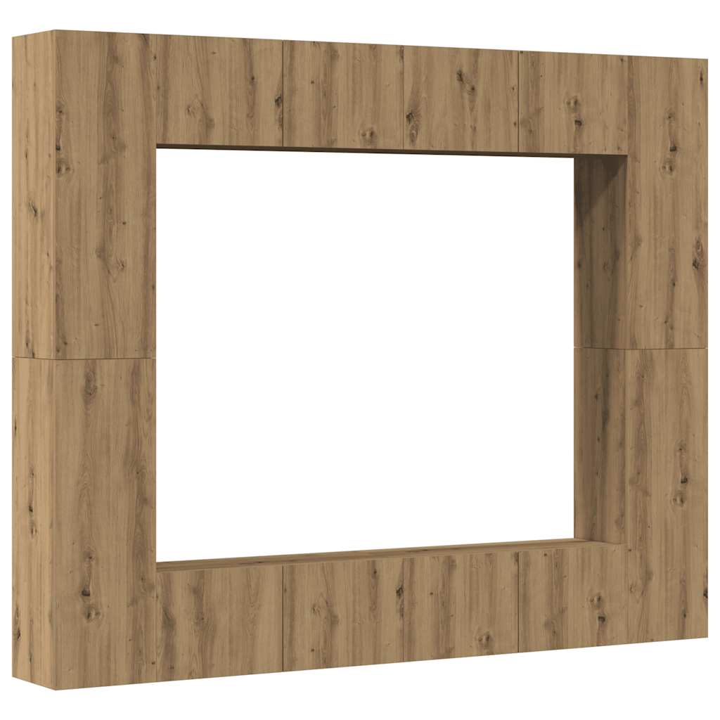 8 Piece Wall-mounted TV Cabinet Set Artisan Oak Engineered Wood