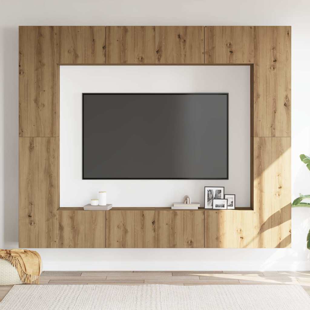 8 Piece Wall-mounted TV Cabinet Set Artisan Oak Engineered Wood