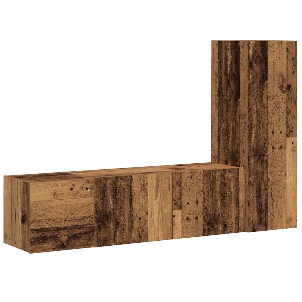 3 Piece Wall-mounted TV Cabinet Set Old Wood Engineered Wood