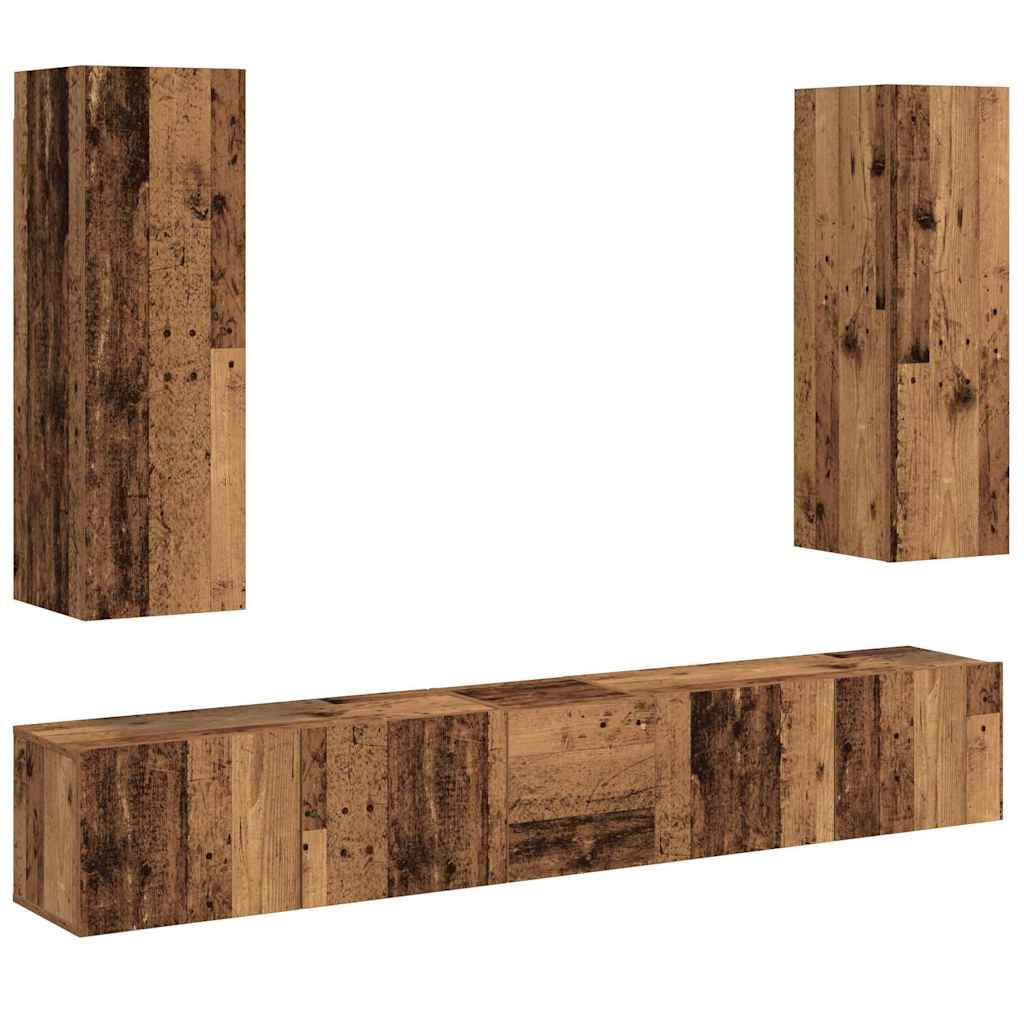 Wall Mounted TV cabinets 5 pcs Old Wood Engineered Wood
