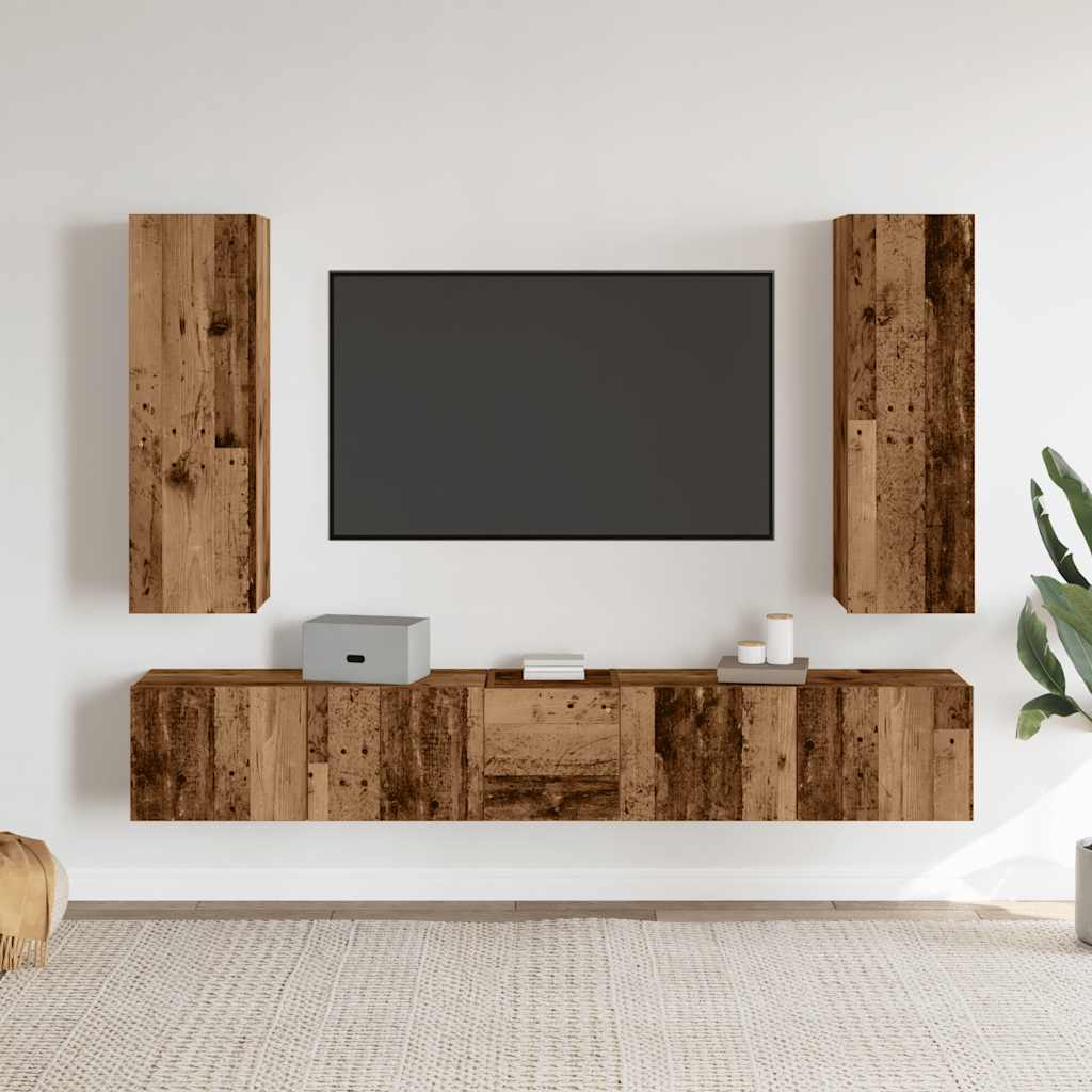 Wall Mounted TV cabinets 5 pcs Old Wood Engineered Wood