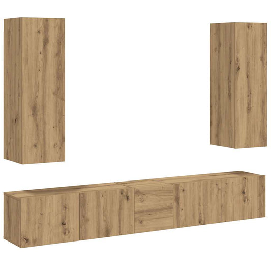 Wall Mounted TV cabinets 5 pcs Artisan Oak Engineered Wood