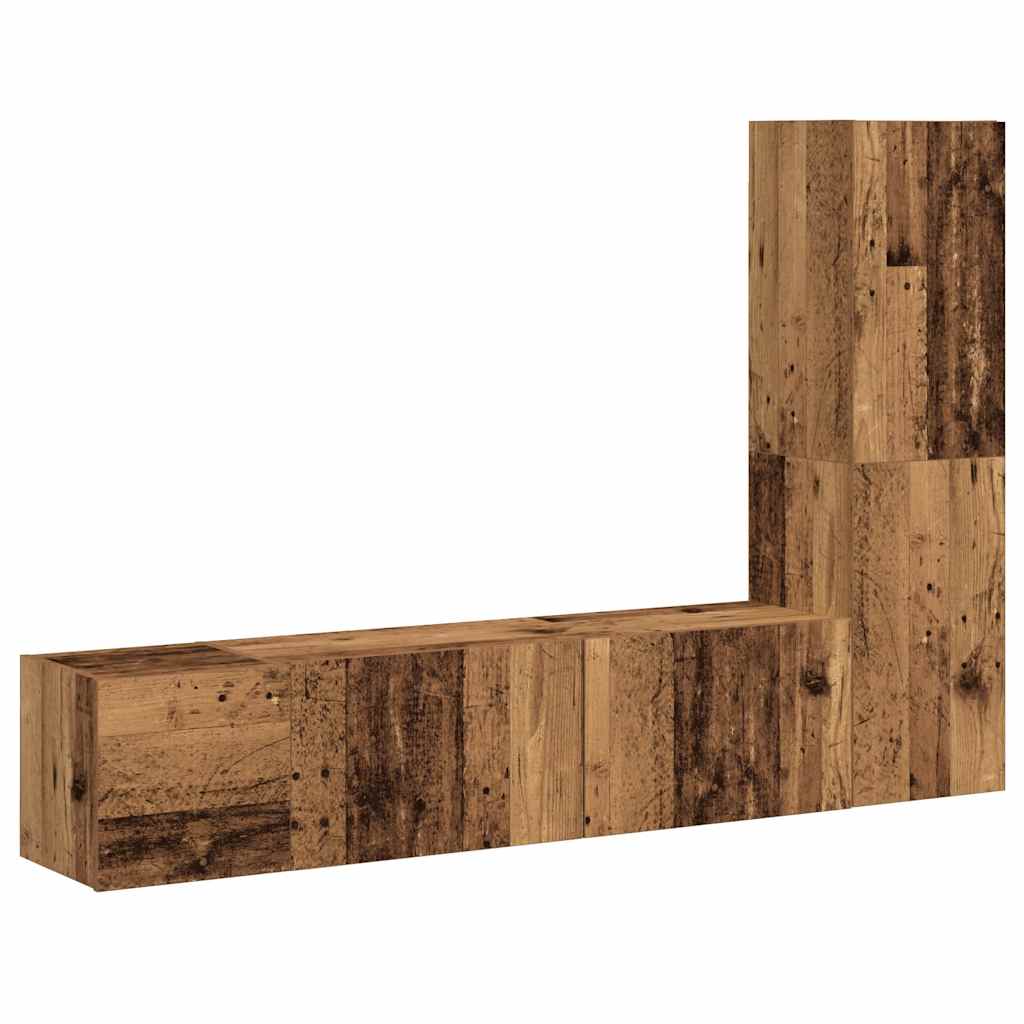 3 Piece Wall-mounted TV Cabinet Set Old Wood Engineered Wood