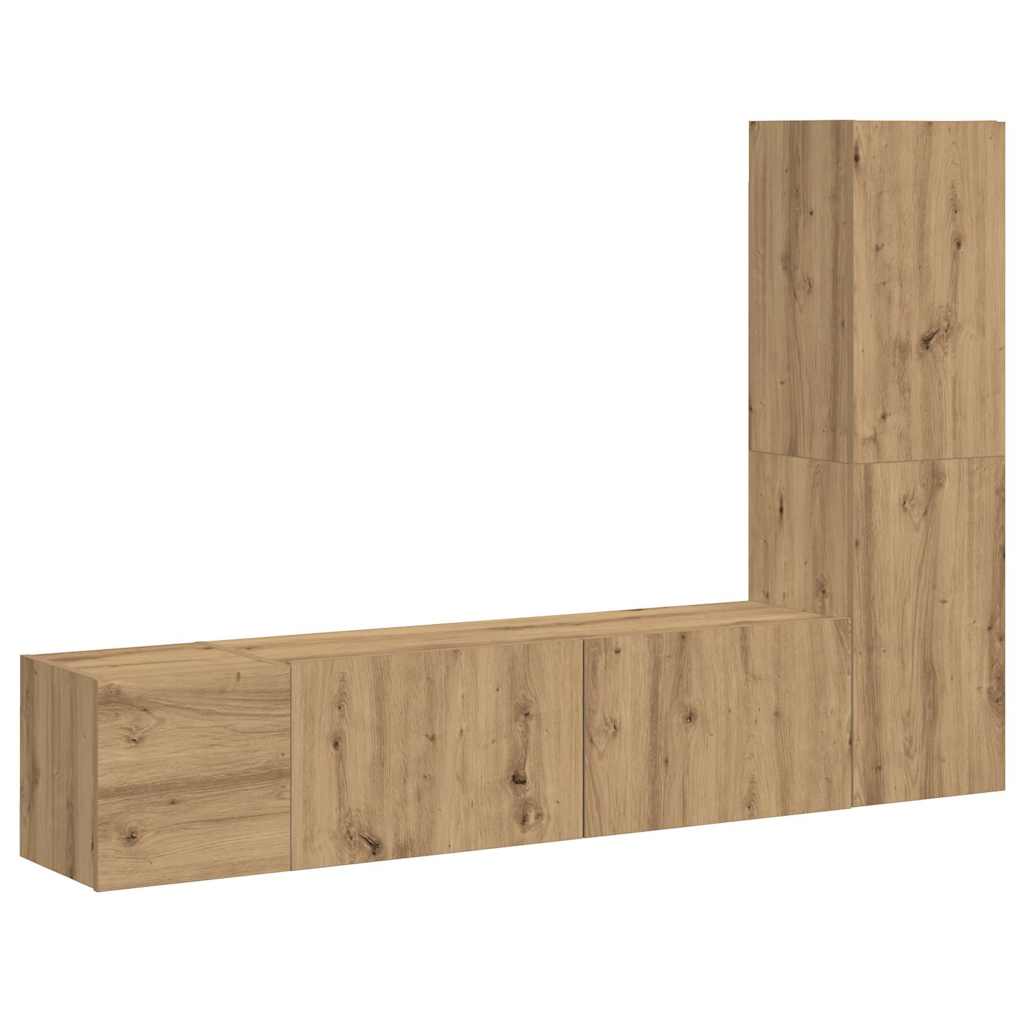 Wall Mounted TV cabinets 3 pcs Artisan Oak Engineered Wood