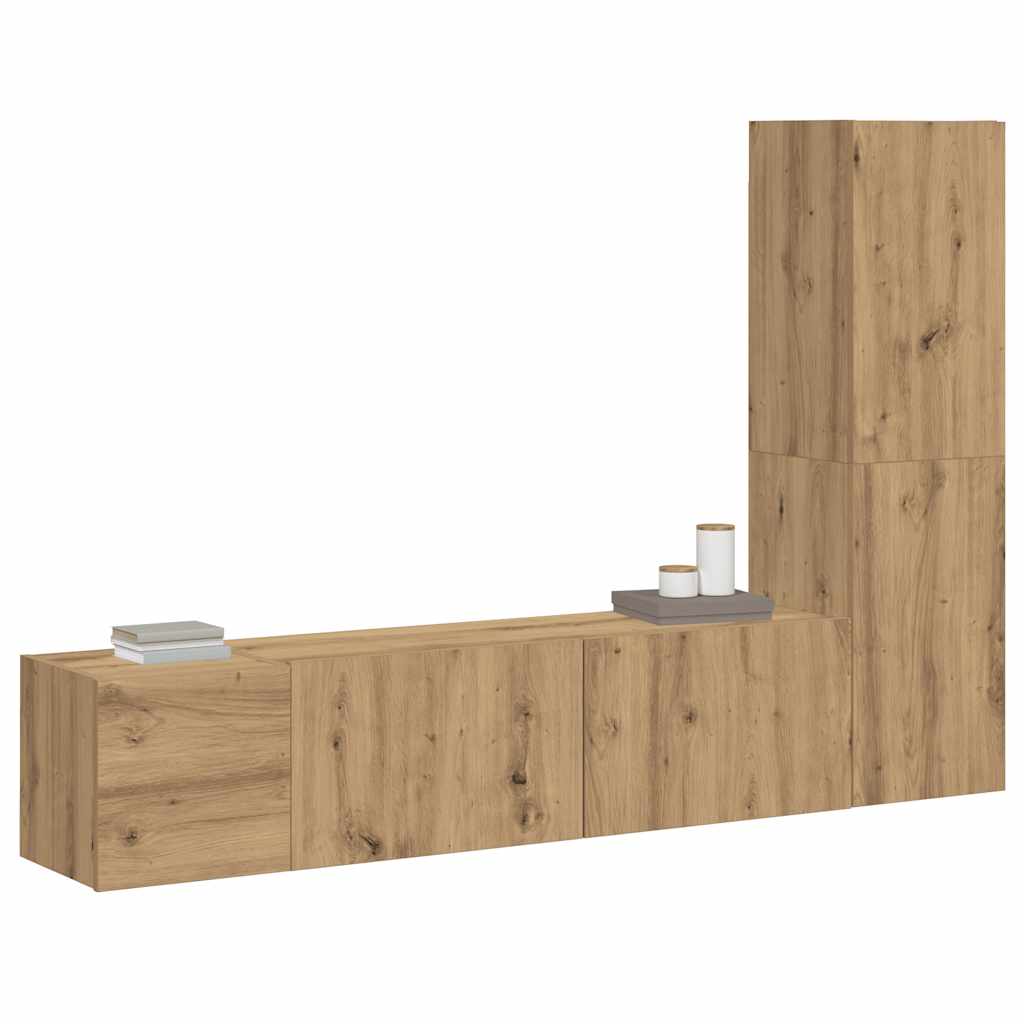 Wall Mounted TV cabinets 3 pcs Artisan Oak Engineered Wood