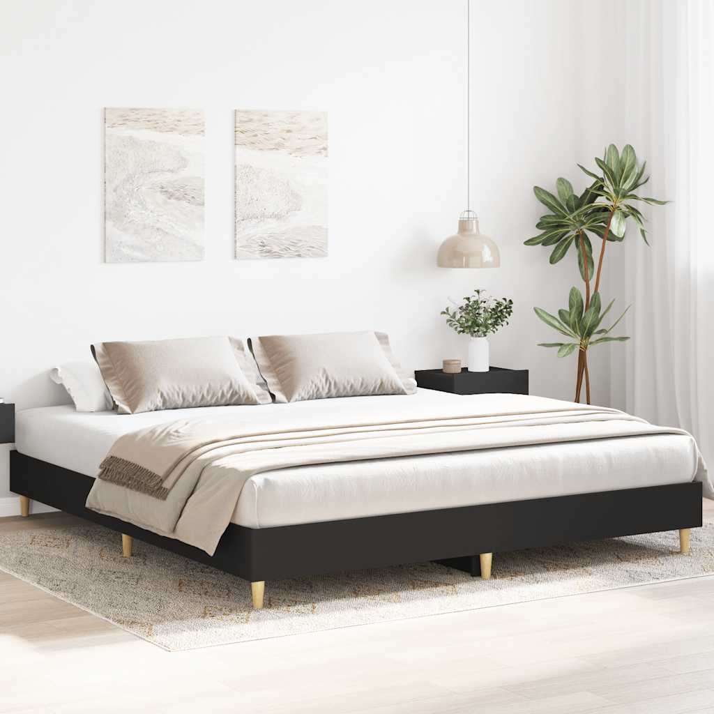 vidaXL Bed Frame without Mattress Black 180x200cm Engineered Wood