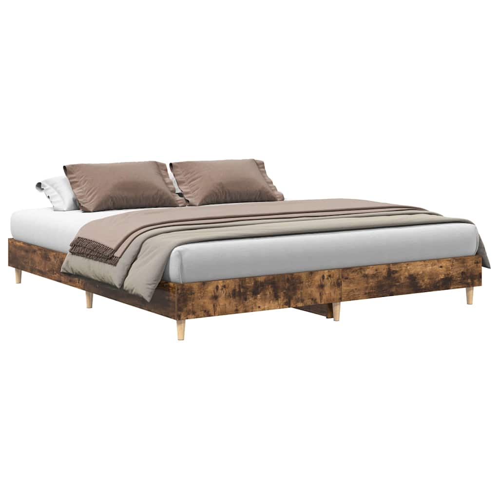 vidaXL Bed Frame without Mattress Smoked Oak 180x200cm Engineered Wood