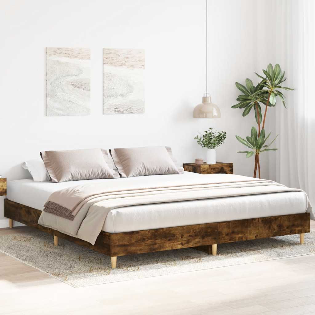 vidaXL Bed Frame without Mattress Smoked Oak 180x200cm Engineered Wood