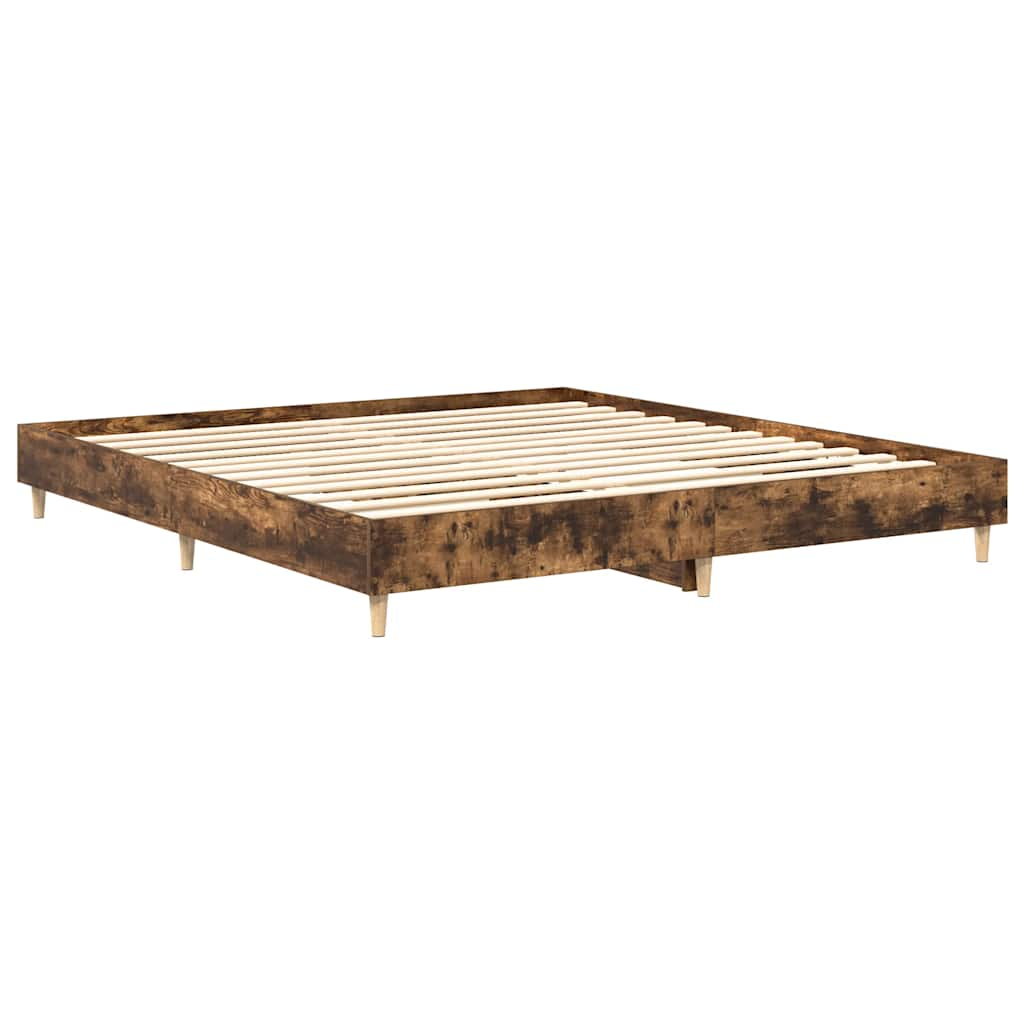 vidaXL Bed Frame without Mattress Smoked Oak 180x200cm Engineered Wood