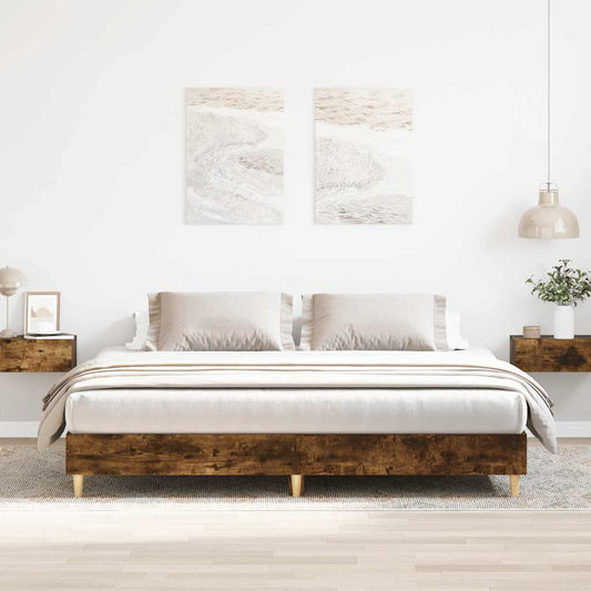 vidaXL Bed Frame without Mattress Smoked Oak 180x200cm Engineered Wood