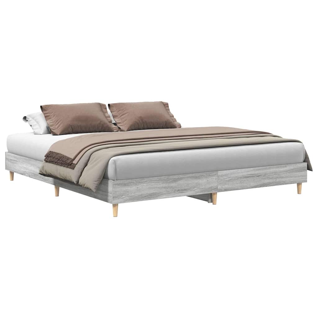 Bed Frame without Mattress Grey Sonoma 180x200cm Engineered Wood