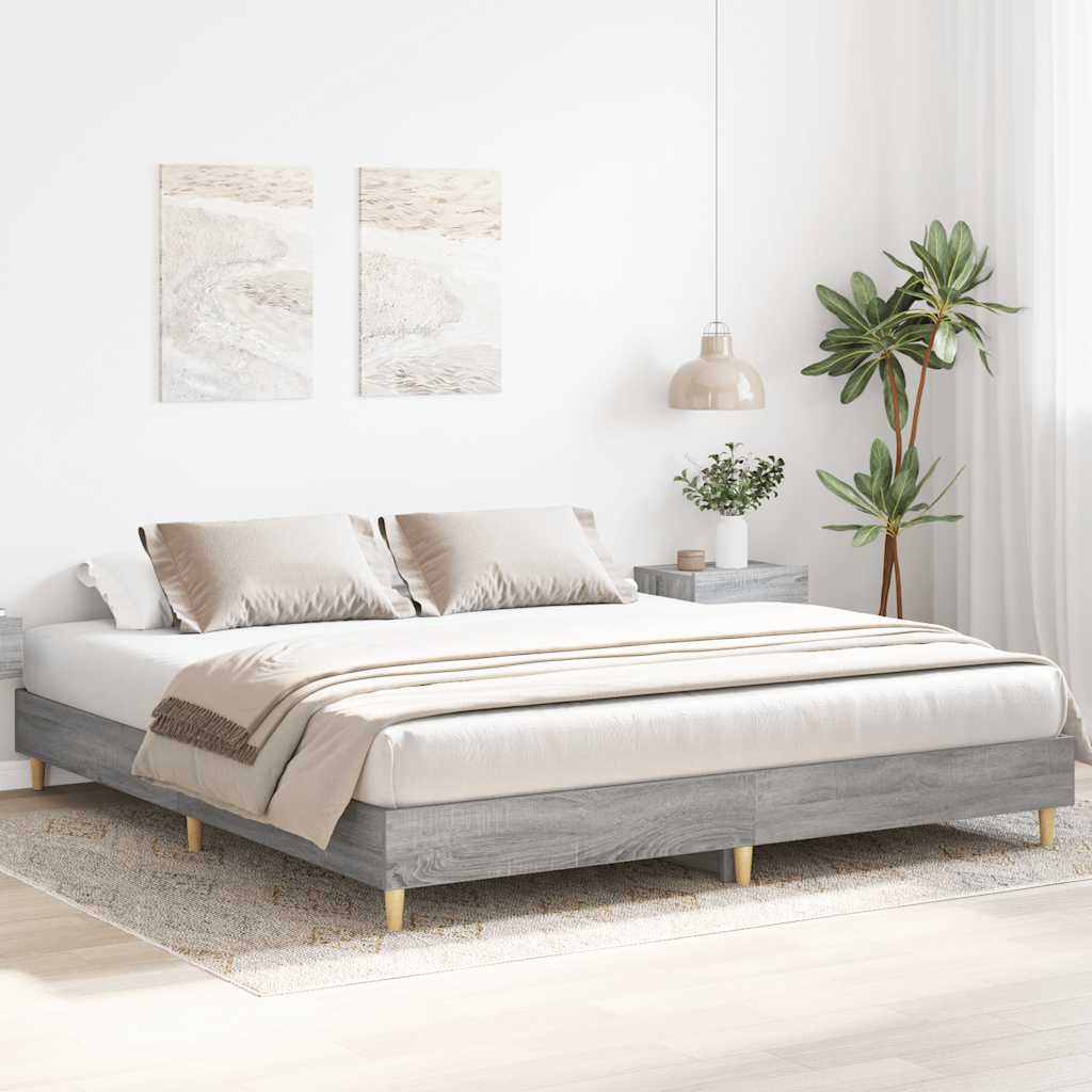 Bed Frame without Mattress Grey Sonoma 180x200cm Engineered Wood