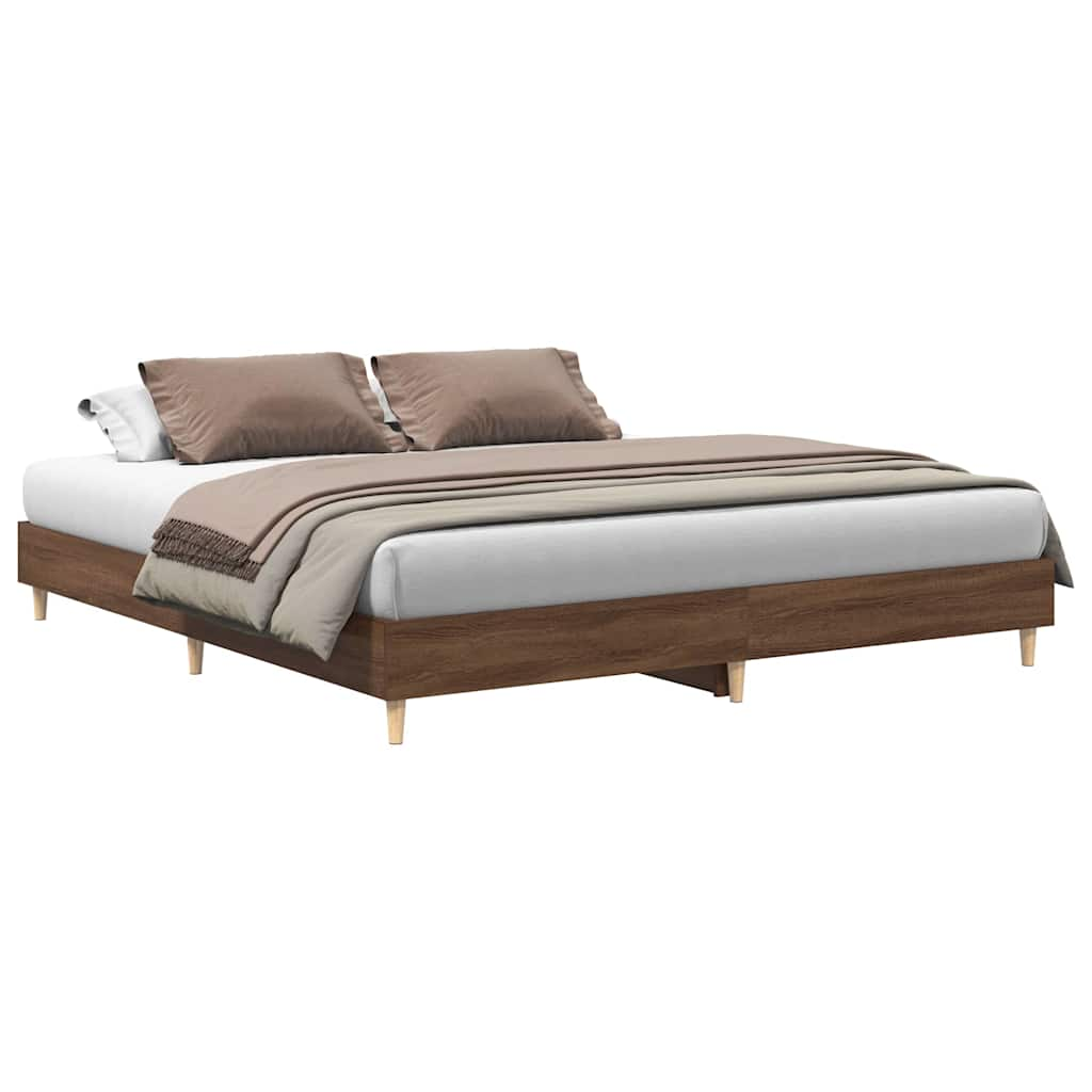 vidaXL Bed Frame without Mattress Brown Oak 180x200cm Engineered Wood