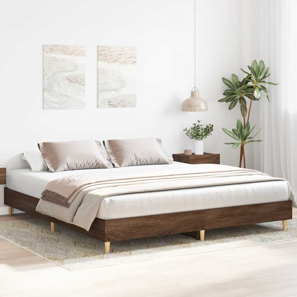 vidaXL Bed Frame without Mattress Brown Oak 180x200cm Engineered Wood