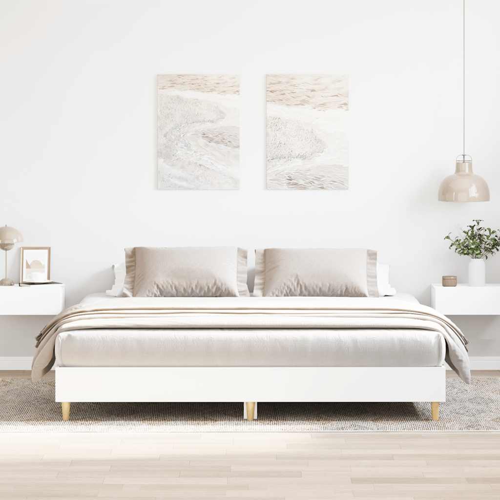 vidaXL Bed Frame without Mattress White 160x200cm Engineered Wood