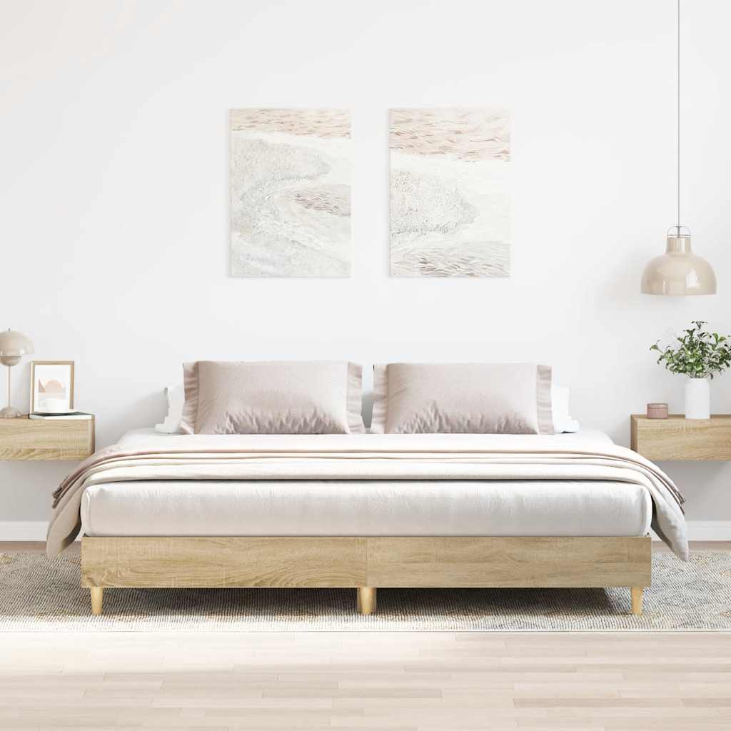 vidaXL Bed Frame without Mattress Sonoma Oak 160x200cm Engineered Wood