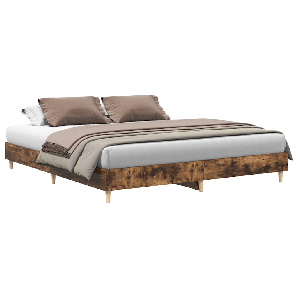 vidaXL Bed Frame without Mattress Smoked Oak 160x200cm Engineered Wood