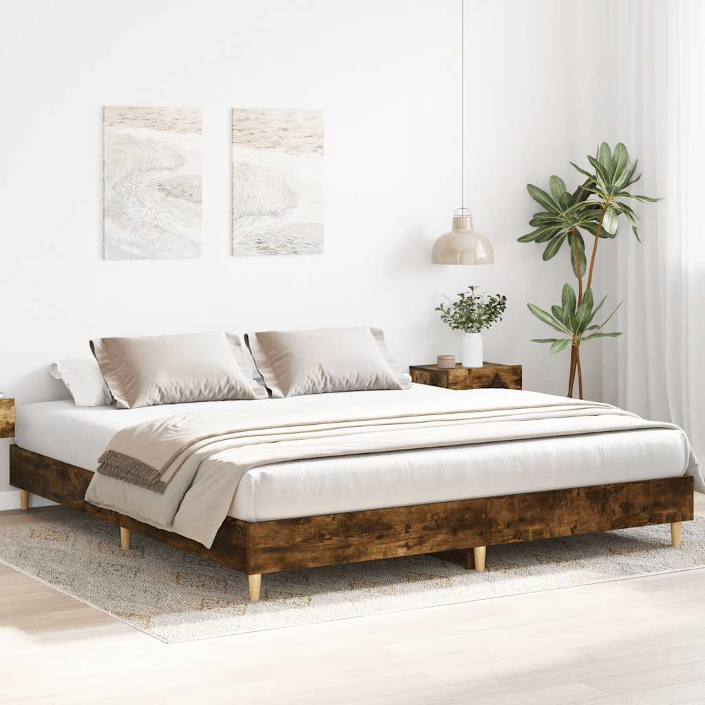 vidaXL Bed Frame without Mattress Smoked Oak 160x200cm Engineered Wood