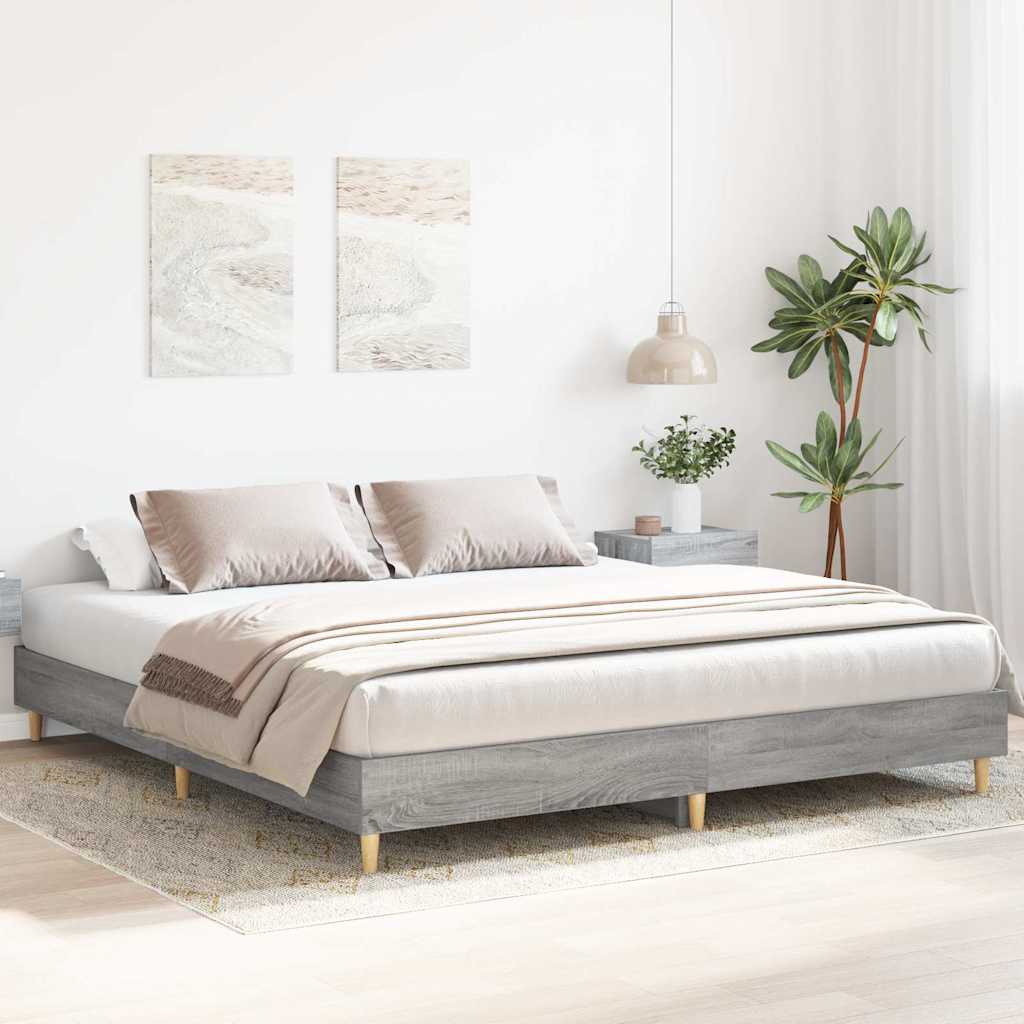 vidaXL Bed Frame without Mattress Grey Sonoma 160x200cm Engineered Wood