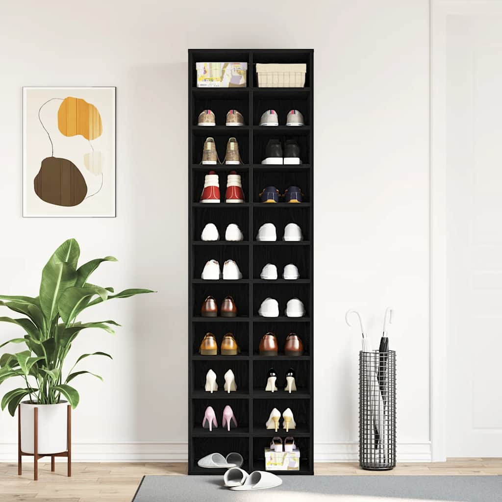 vidaXL Shoe Cabinet Black Oak 54x34x183 cm Engineered Wood