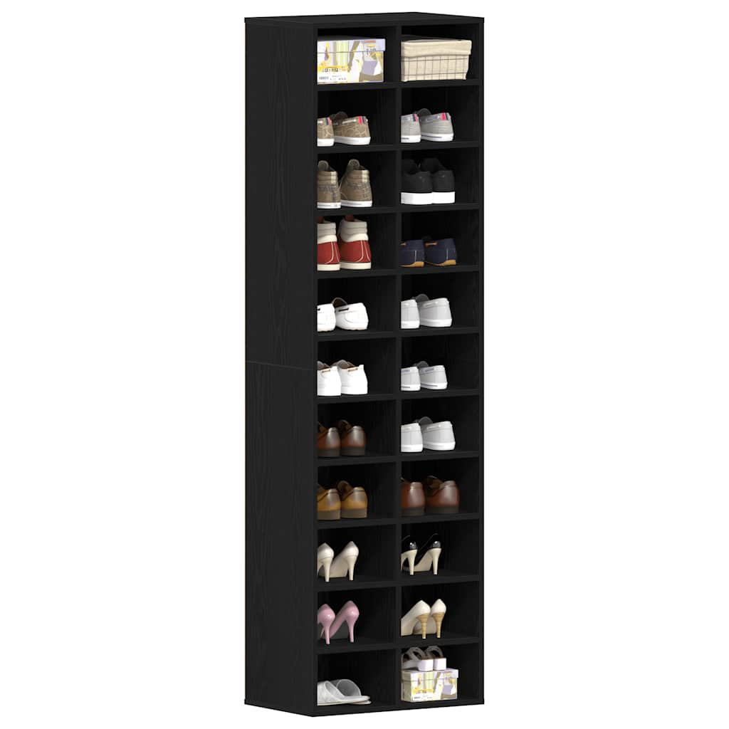 vidaXL Shoe Cabinet Black Oak 54x34x183 cm Engineered Wood