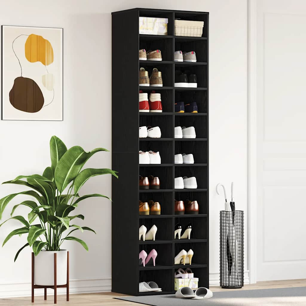 vidaXL Shoe Cabinet Black Oak 54x34x183 cm Engineered Wood