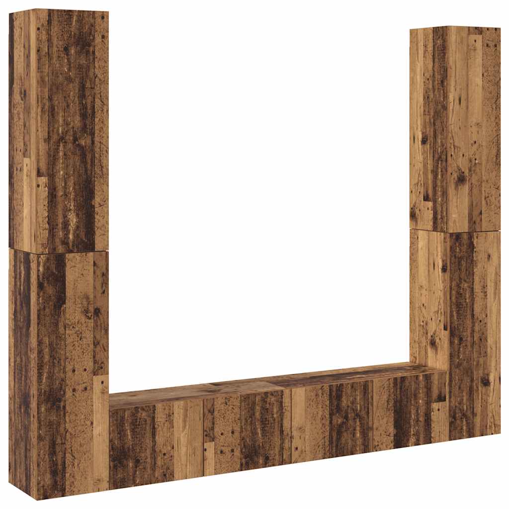 6 Piece Wall-mounted TV Cabinet Set Old Wood Engineered Wood