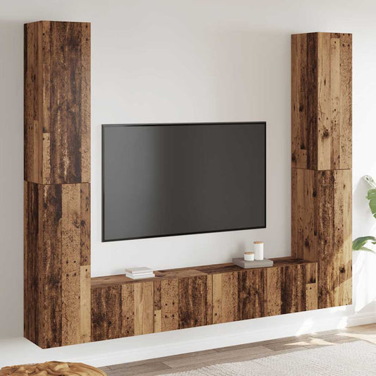 Wall Mounted TV cabinets 6 pcs Old Wood Engineered Wood