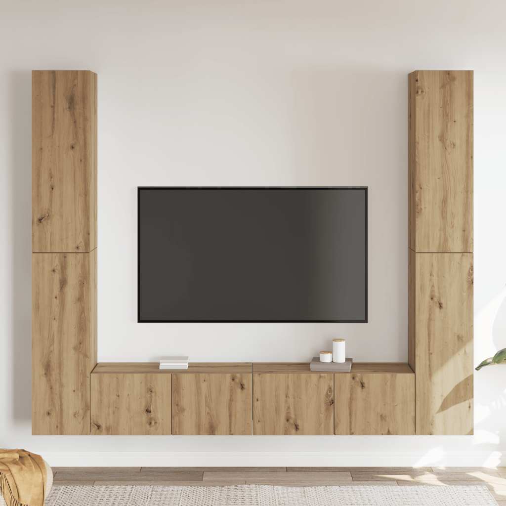 Wall Mounted TV cabinets 6 pcs Artisan Oak Engineered Wood