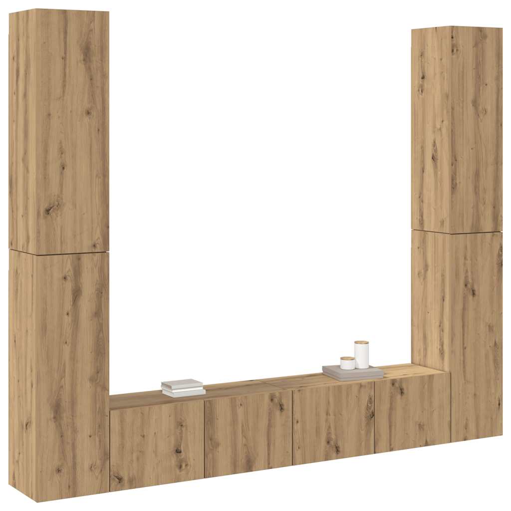 Wall Mounted TV cabinets 6 pcs Artisan Oak Engineered Wood