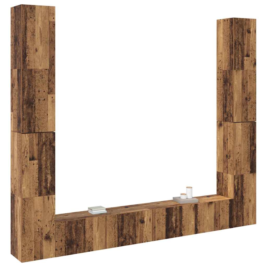Wall Mounted TV cabinets 6 pcs Old Wood Engineered Wood