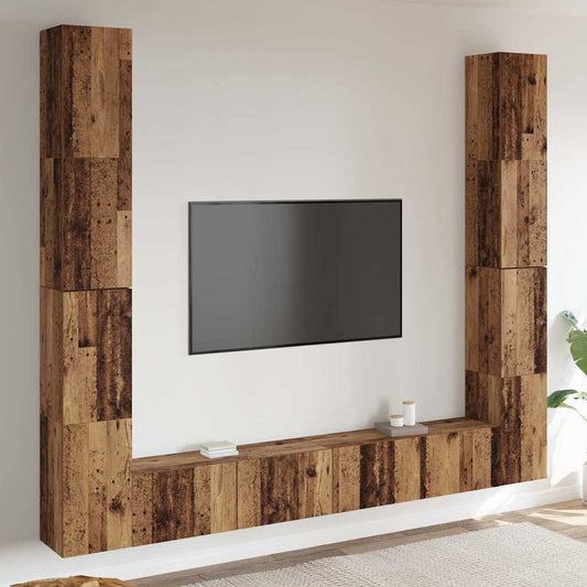 Wall Mounted TV cabinets 6 pcs Old Wood Engineered Wood