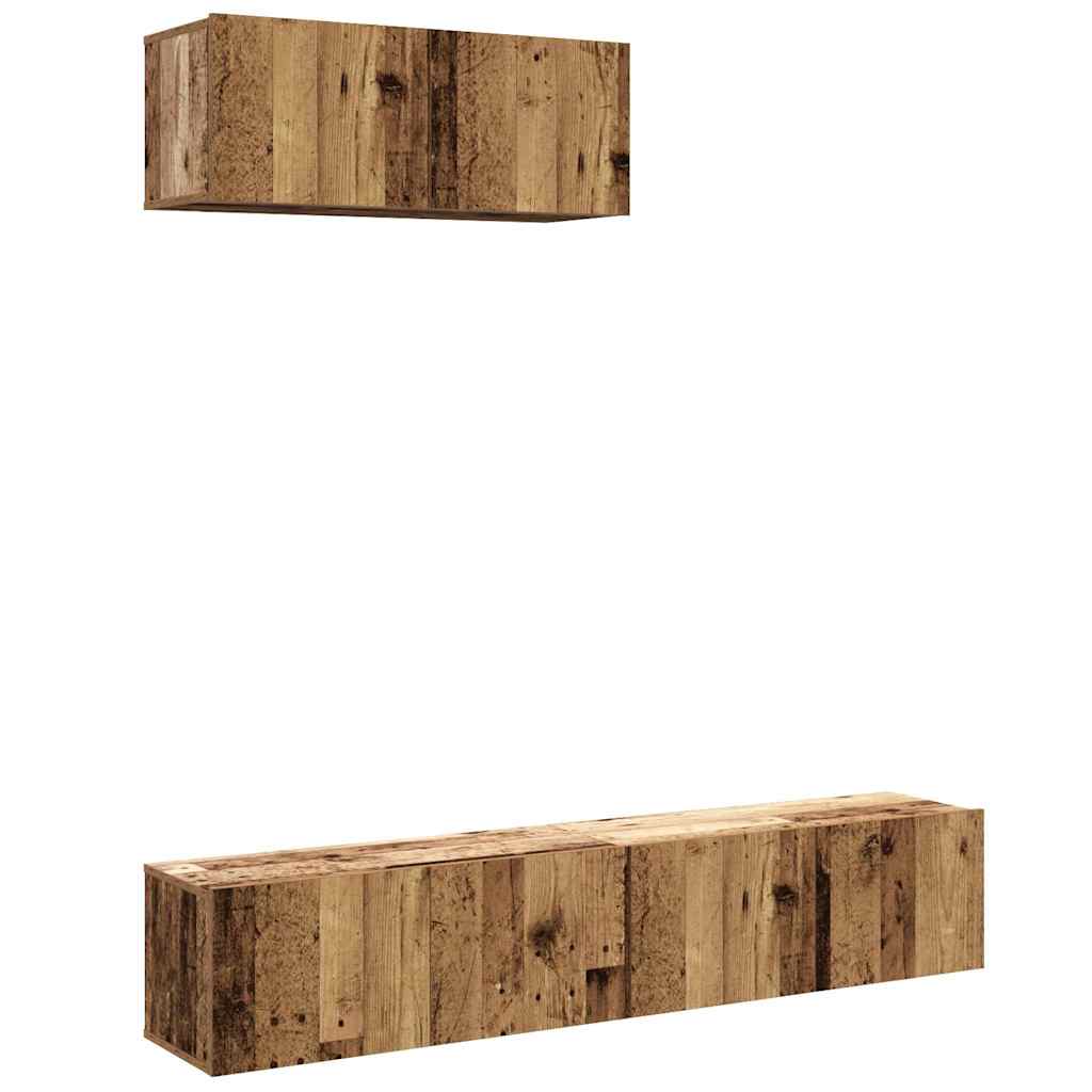 vidaXL 3 Piece TV Cabinet Set Wall-mounted Old Wood Engineered Wood