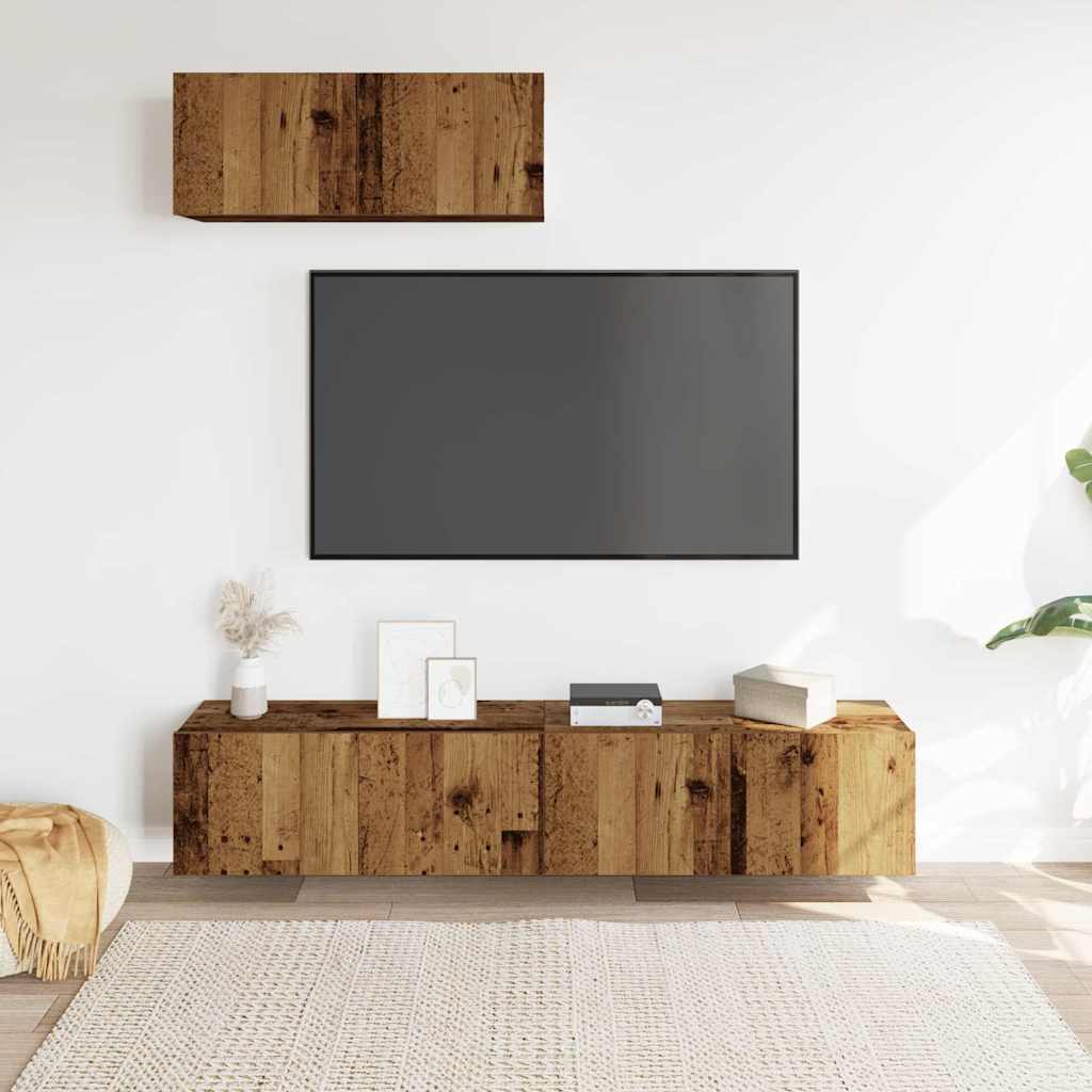 vidaXL 3 Piece TV Cabinet Set Wall-mounted Old Wood Engineered Wood