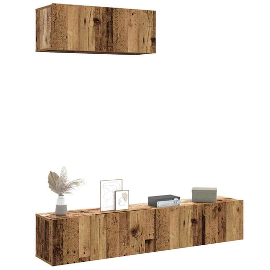 vidaXL 3 Piece TV Cabinet Set Wall-mounted Old Wood Engineered Wood