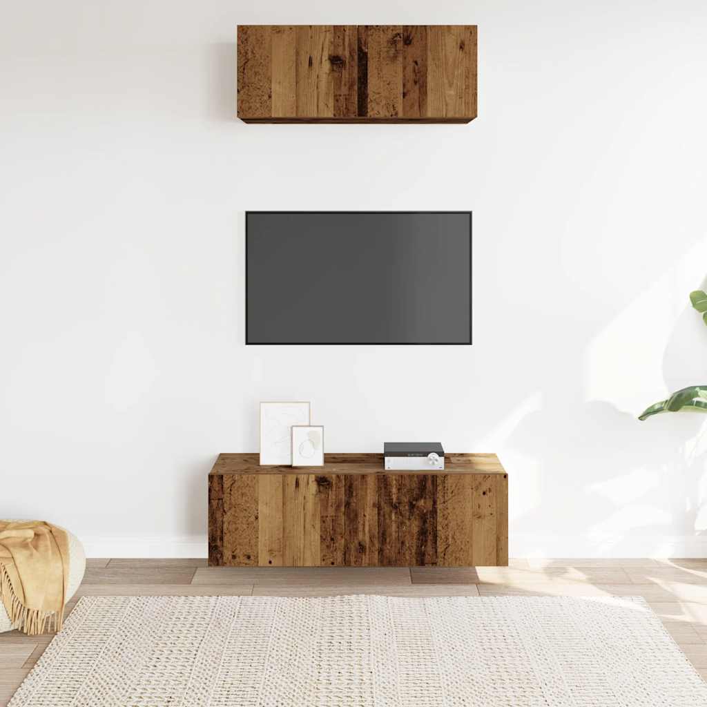 vidaXL 2 Piece TV Cabinet Set Wall-mounted Old Wood Engineered Wood