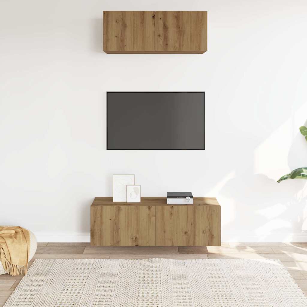 vidaXL 2 Piece TV Cabinet Set Wall-mounted Artisan Oak Engineered Wood