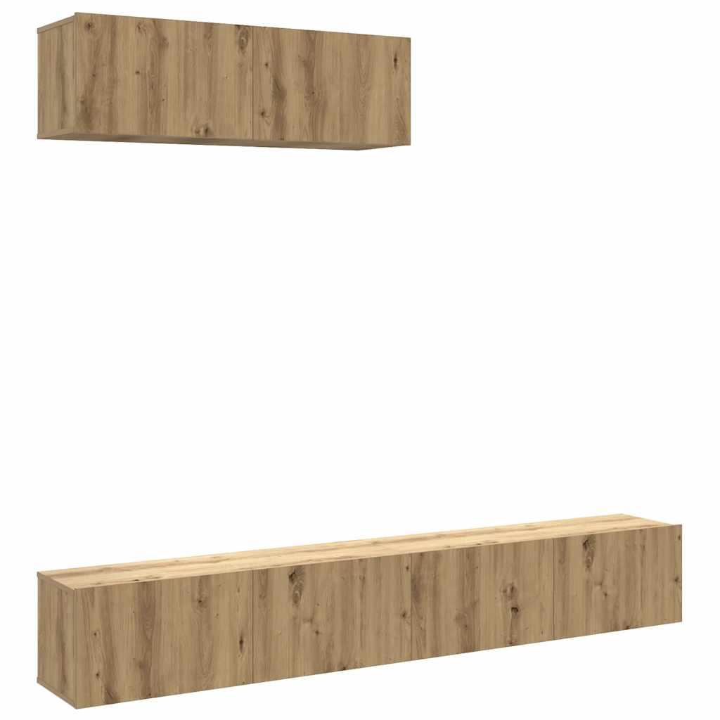 3 Piece Wall-mounted TV Cabinet Set Artisan Oak 100x30x30 cm Engineered Wood
