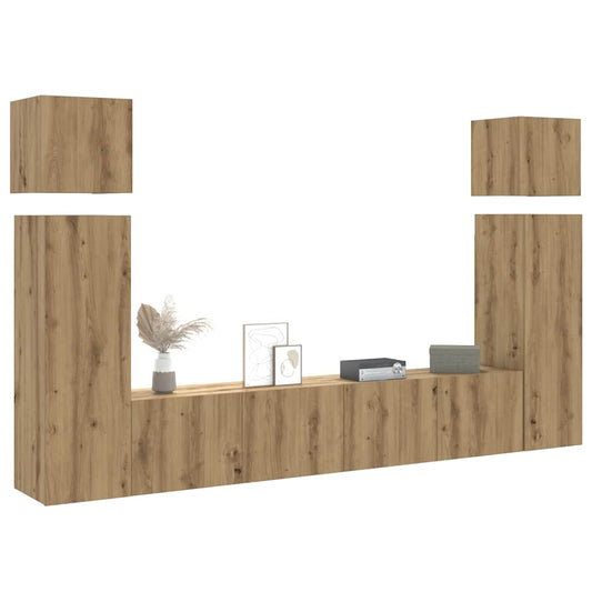 8 Piece TV Cabinet Set Wall-mounted Artisan Oak Engineered Wood