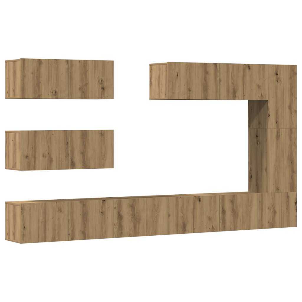 7 Piece TV Cabinet Set Wall-mounted Artisan Oak Engineered Wood