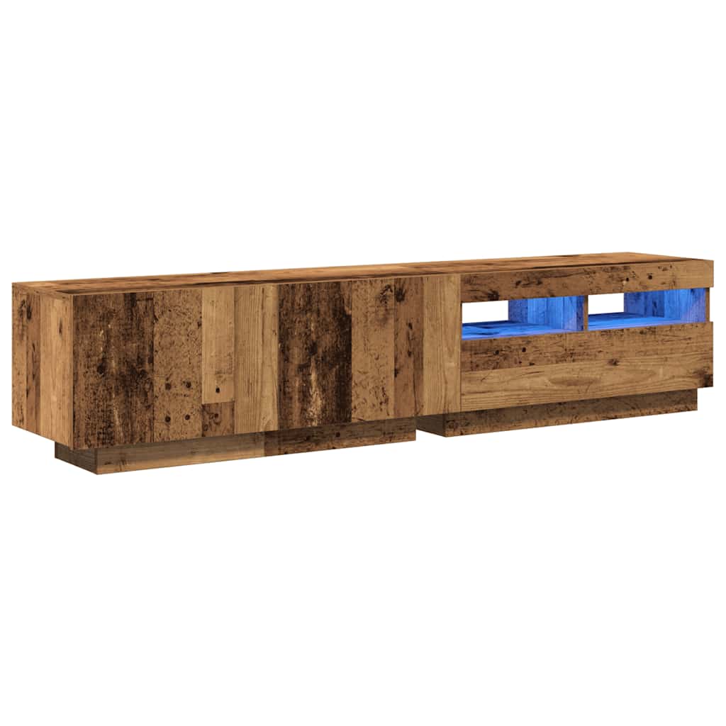 TV Cabinet with LED Lights Old Wood 180x35x40cm Engineered Wood