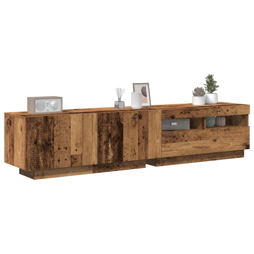 TV Cabinet with LED Lights Old Wood 180x35x40cm Engineered Wood