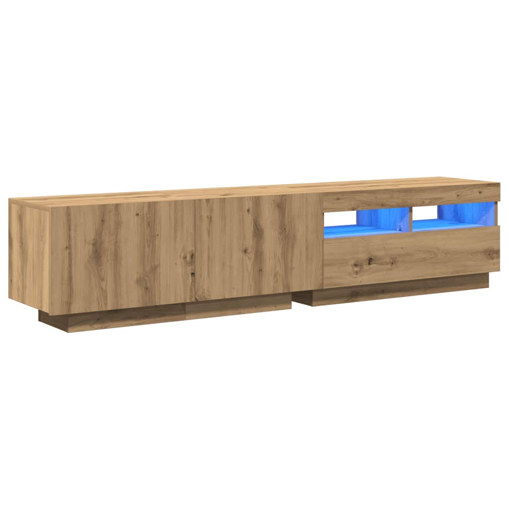 vidaXL TV Cabinet with LED Lights Artisan Oak 180x35x40 cm Engineered Wood