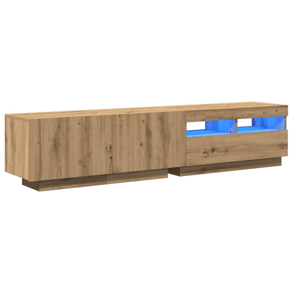 TV Cabinet with LED Lights Artisan Oak 180x35x40 cm