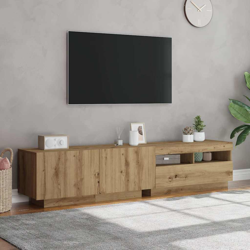 TV Cabinet with LED Lights Artisan Oak 180x35x40 cm
