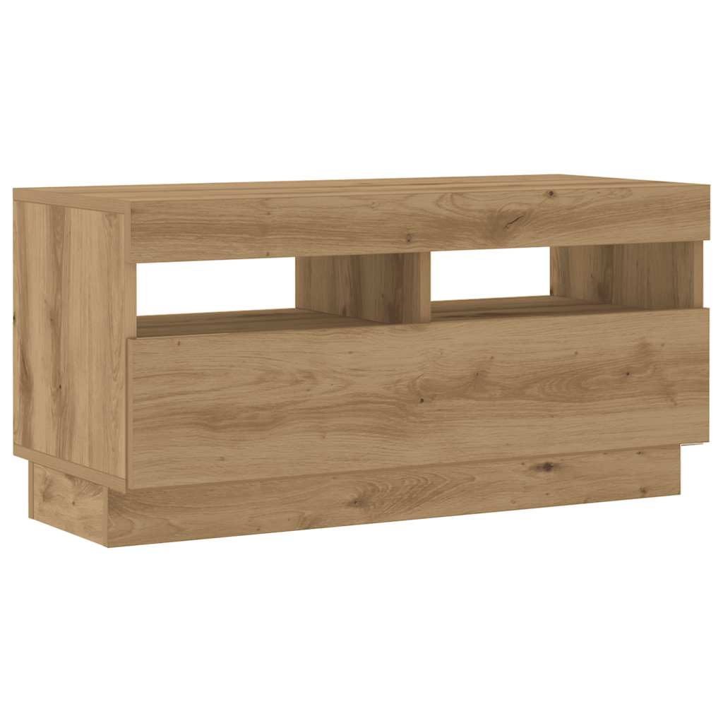 vidaXL TV Cabinet with LED Lights Artisan Oak 180x35x40 cm Engineered Wood