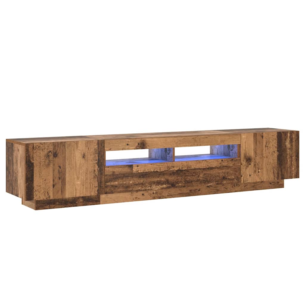 TV Cabinet with LED Lights Old Wood 200x35x40cm Engineered Wood